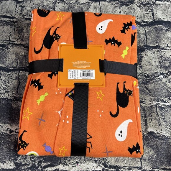 Hyde & Eek Men's Large Orange 2-Pc Halloween PJ Set bat Candy Spider Boo - Picture 5 of 7